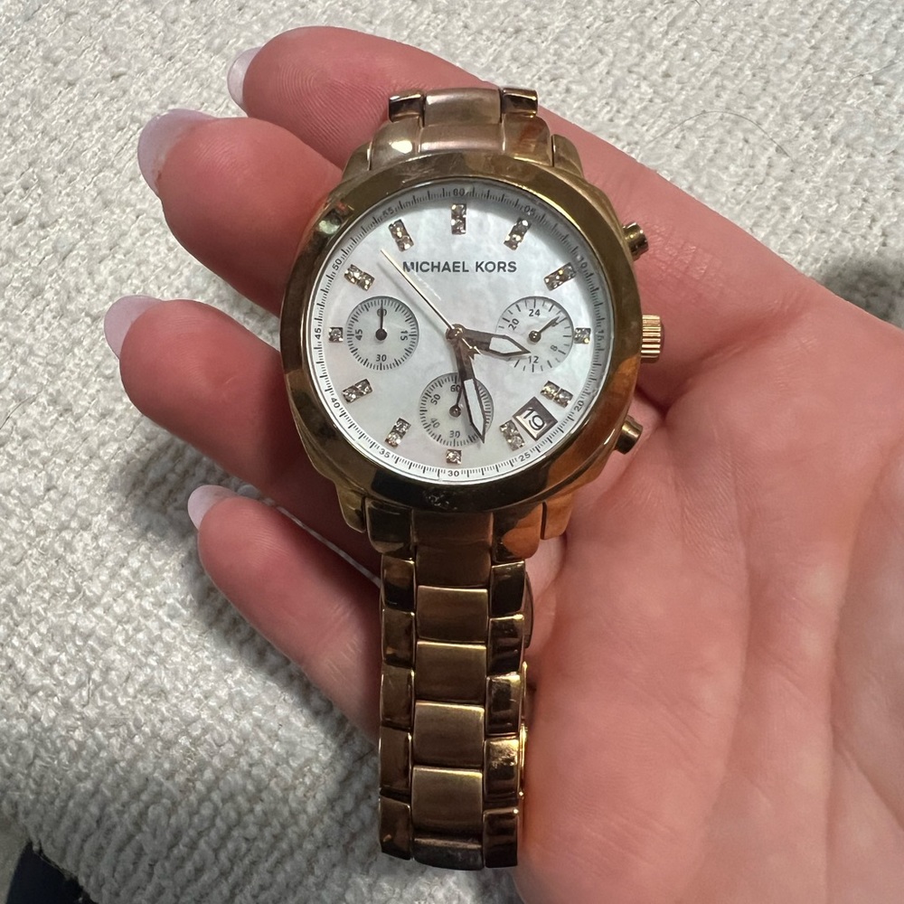 Michael Kors stainless steel watch with pearlescent face